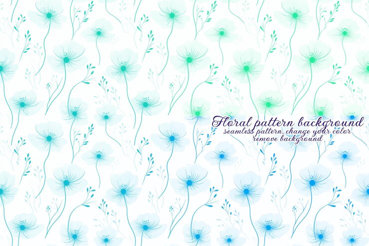 PSD patrón floral personalizable con tonos azules y lavanda.
