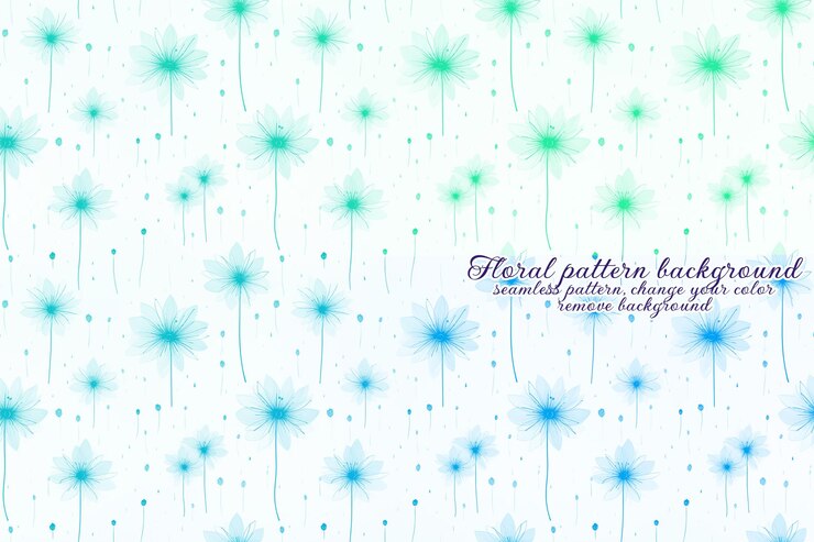 PSD patrón floral personalizable con tonos azules y lavanda.