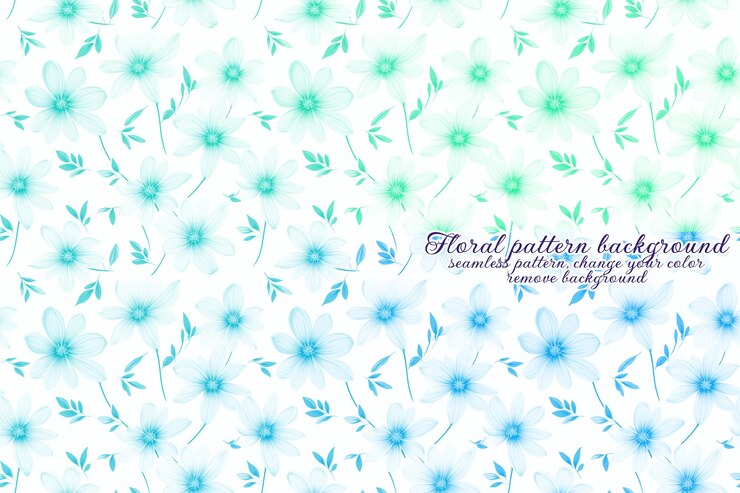 PSD patrón floral personalizable con tonos azules y lavanda.