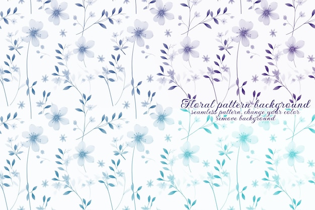 PSD patrón floral personalizable con tonos azules y lavanda.