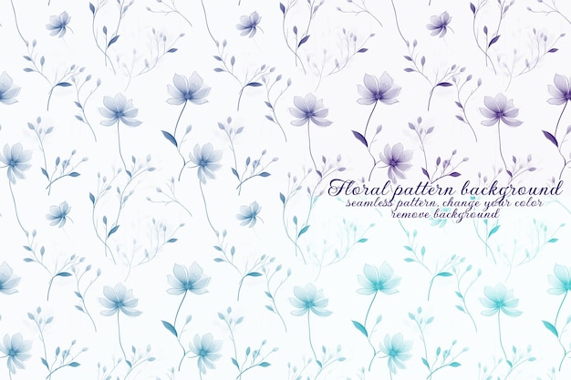 PSD patrón floral personalizable con tonos azules y lavanda.