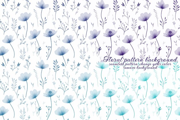 PSD patrón floral personalizable con tonos azules y lavanda.