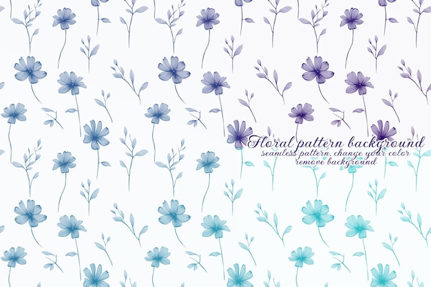 PSD patrón floral personalizable con tonos azules y lavanda.