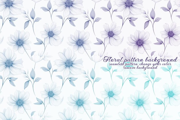 PSD patrón floral personalizable con tonos azules y lavanda.