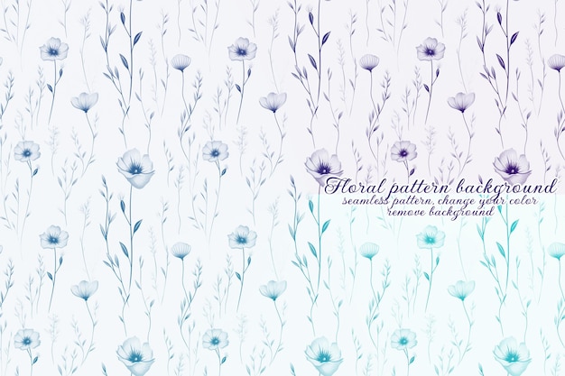 Patrón floral personalizable con tonos azules y lavanda.