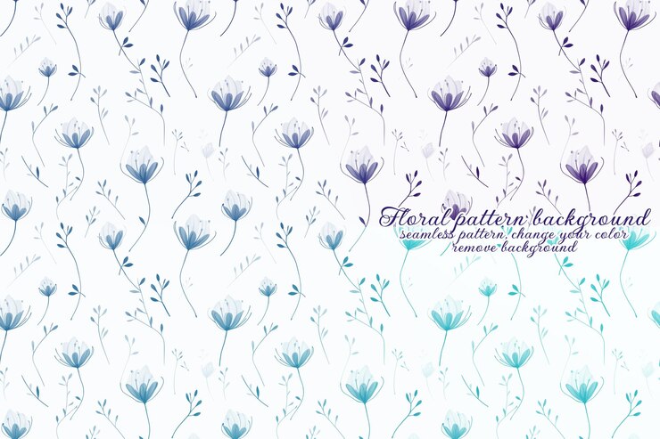 PSD patrón floral personalizable con tonos azules y lavanda.