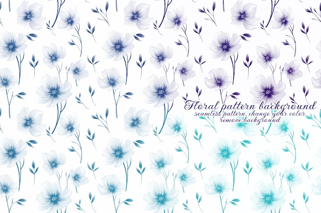 PSD patrón floral personalizable con tonos azules y lavanda.