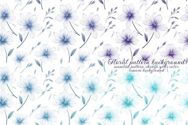 Patrón floral personalizable con tonos azules y lavanda.