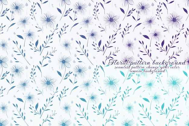 PSD patrón floral personalizable con tonos azules y lavanda.