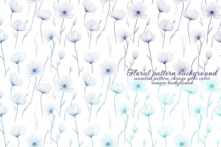 PSD patrón floral personalizable con tonos azules y lavanda.