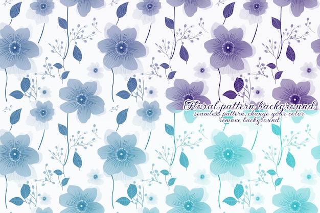 PSD patrón floral personalizable con tonos azules y lavanda.