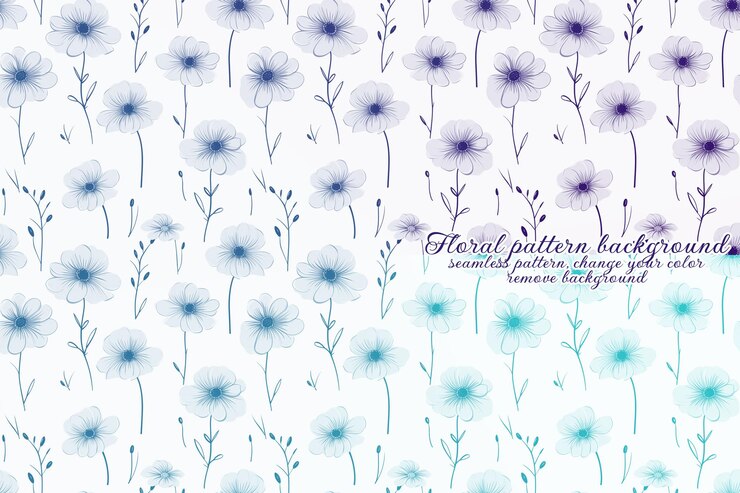 PSD patrón floral personalizable con tonos azules y lavanda.