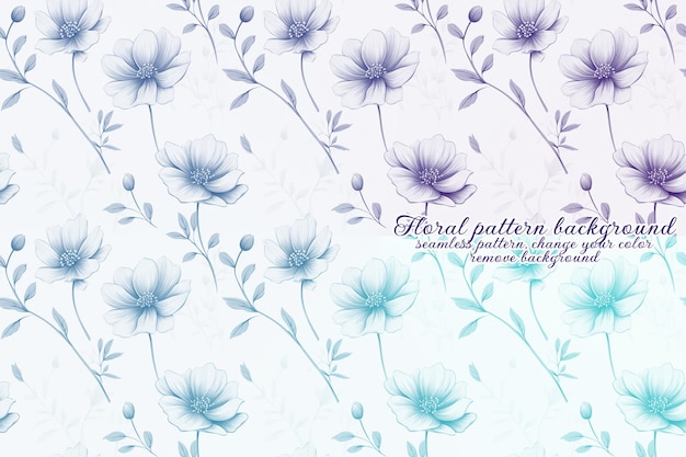 Patrón floral personalizable con tonos azules y lavanda.