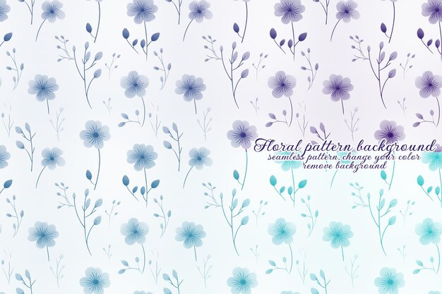 PSD patrón floral personalizable con tonos azules y lavanda.