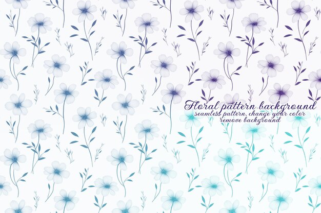 PSD patrón floral personalizable con tonos azules y lavanda.