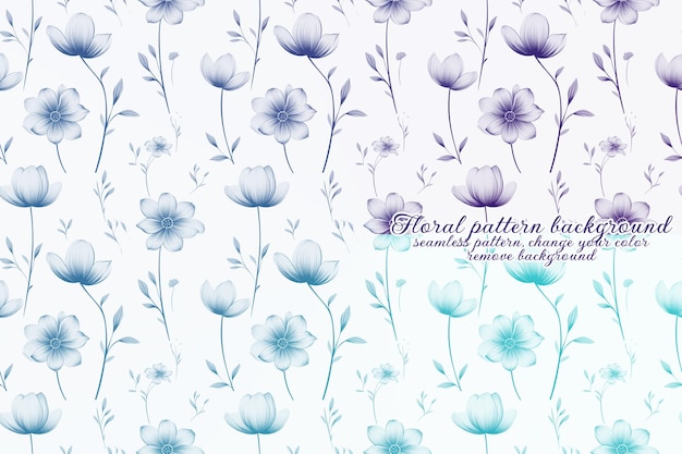 Patrón floral personalizable con tonos azules y lavanda.