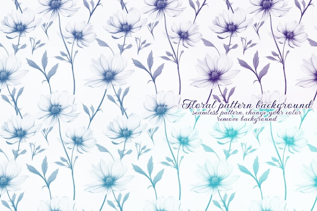 Patrón floral personalizable con tonos azules y lavanda.