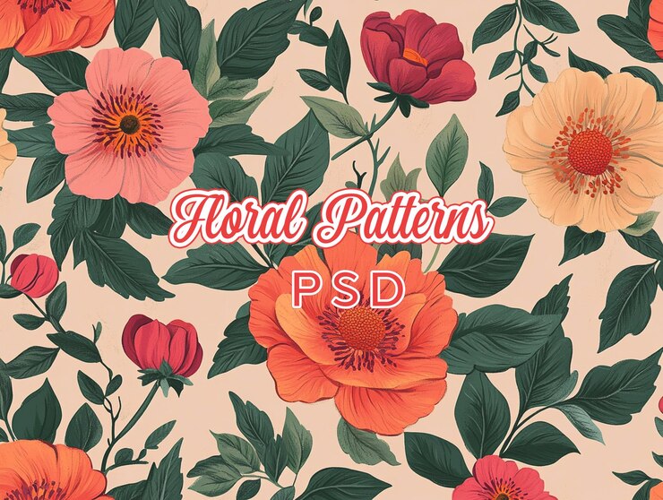 PSD patrón floral de rosa de acuarela con varios tonos de rosas borgoña y crema en un dorso blanco