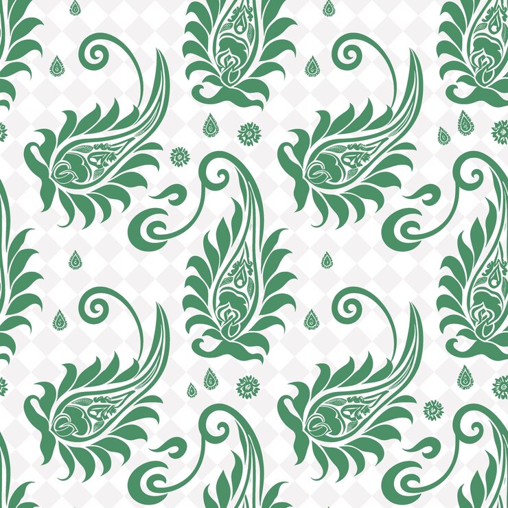 PSD un patrón floral verde y blanco con hojas verdes y flores