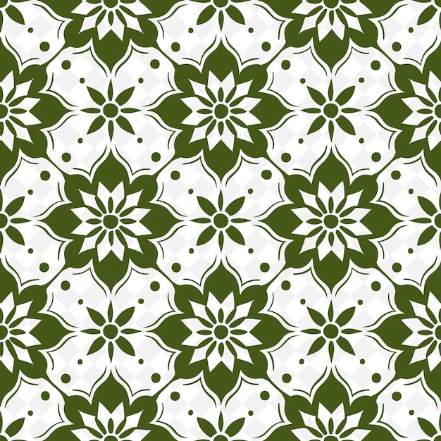 un patrón floral verde con flores blancas y hojas verdes