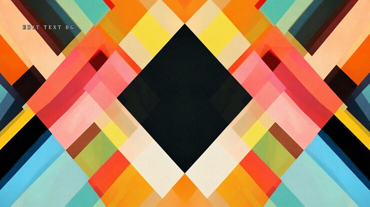PSD patrón geométrico abstracto con colores vibrantes y una forma central de diamante oscuro