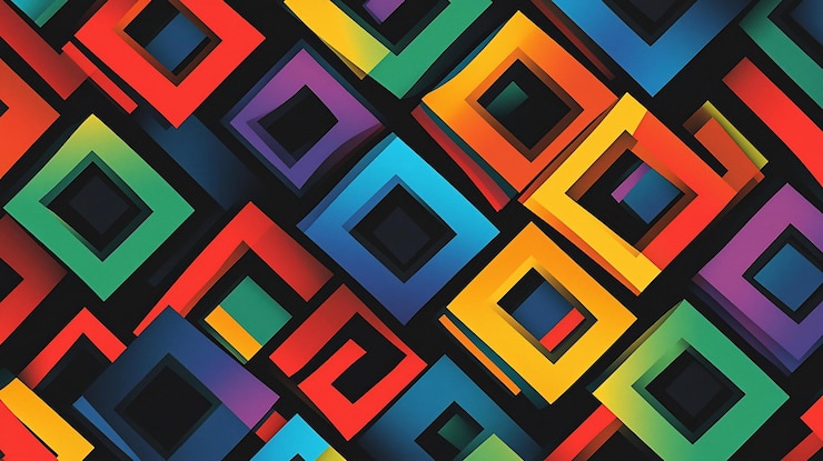 PSD patrón geométrico abstracto de cuadrados superpuestos en colores vibrantes
