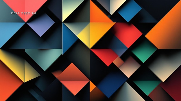 Patrón geométrico abstracto con triángulos y cuadrados de colores