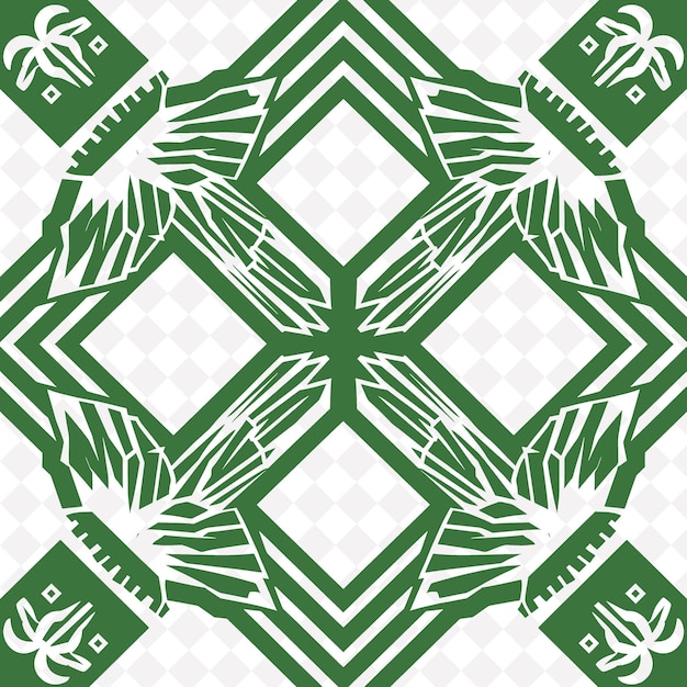 PSD un patrón geométrico verde y blanco con hojas de palma