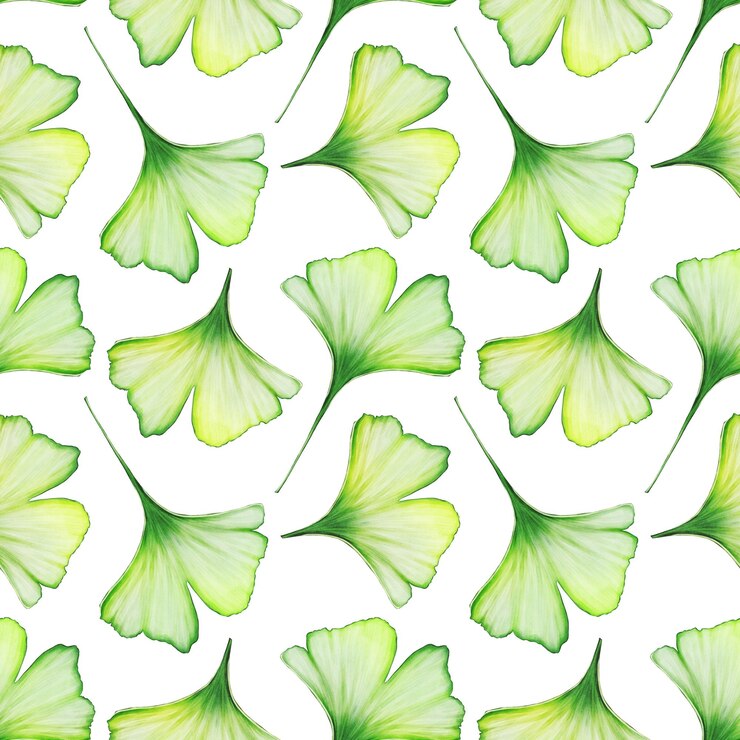 PSD patrón de ginkgo biloba impresión botánica textura sin costuras acuarela tejido abstracto envase textil