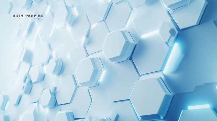 PSD patrón hexagonal 3d abstracto con líneas azules brillantes