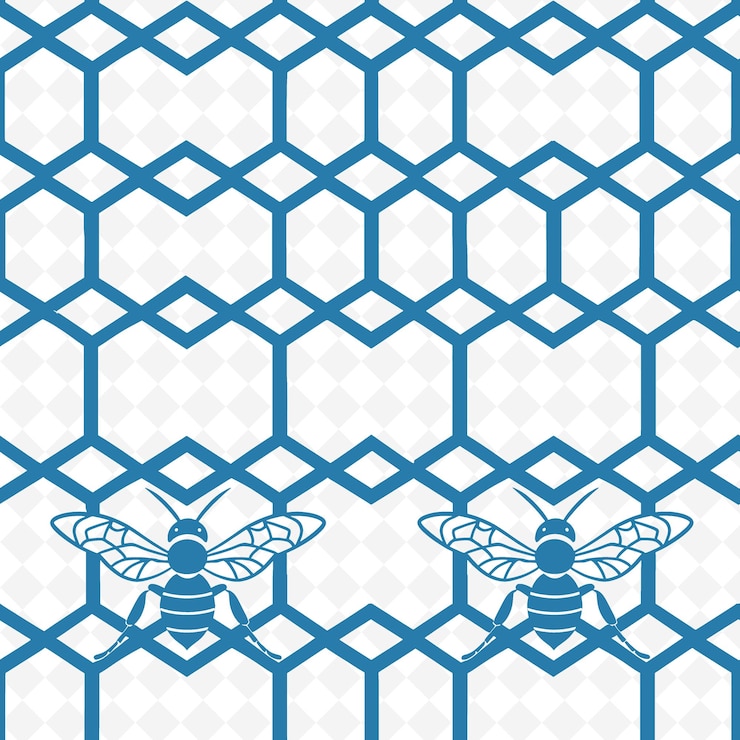 PSD patrón hexagonal de panal de miel con icono de abeja y layo conectado arte de contorno abstracto inspirado en la naturaleza
