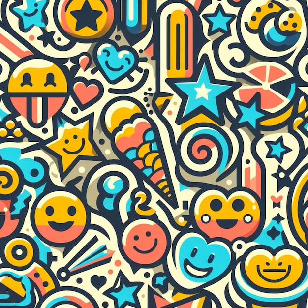 PSD patrón hiperrealista de emoticon sonriente emoji avatar diseño de fantasía textura de tela sin costuras