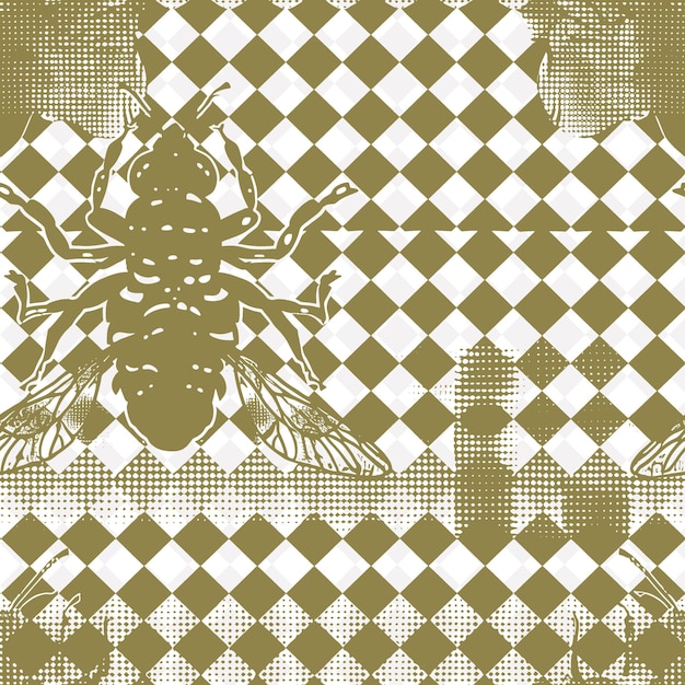 Patrón Houndstooth con un tipo de icono de abeja y líneas abstractas Diseño vectorial de patrones naturales abstractos
