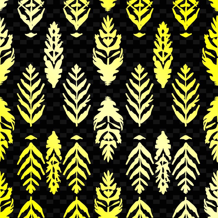 PSD patrón de ikat imperial con icono de hoja y líneas borrosas con arte de contorno abstracto inspirado en la naturaleza