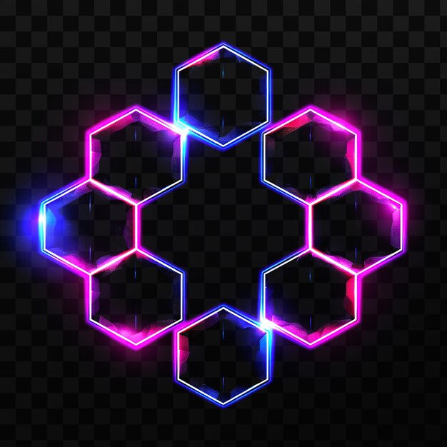 El patrón de línea brillante hexagonal aislado en fondo negro