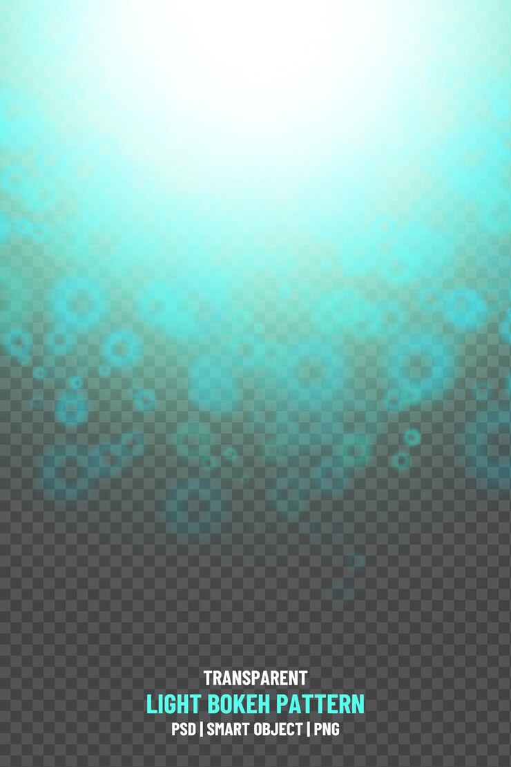 PSD el patrón de luz cyan bokeh aislado en un fondo transparente