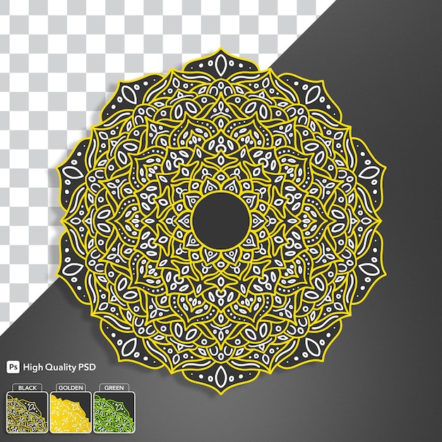 PSD patrón de mandala islámico dorado fondo transparente