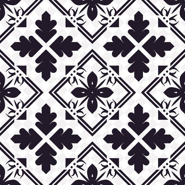 PSD un patrón negro y blanco con una flor negra y blanca