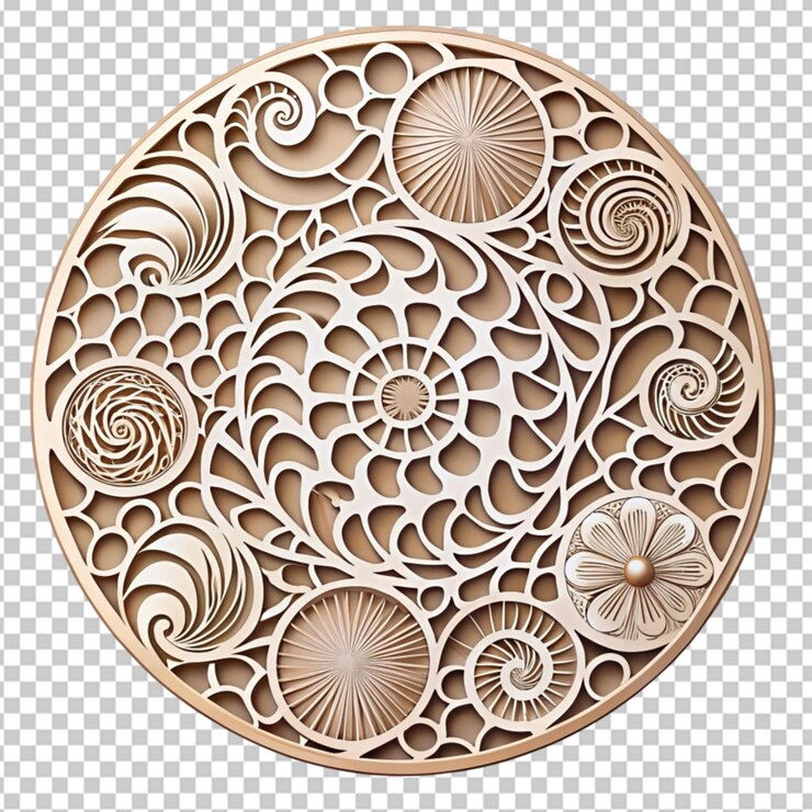 PSD patrón de panel circular de plantilla cortada por láser para cnc en fondo transparente