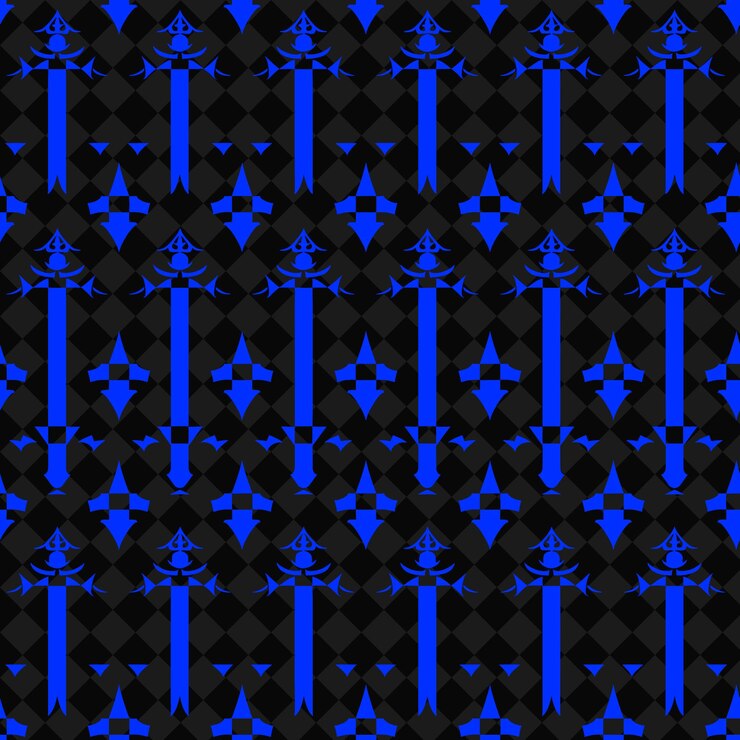 PSD patrón regal houndstooth con icono de espada y forma abstracta diseño vectorial de patrones naturales abstractos