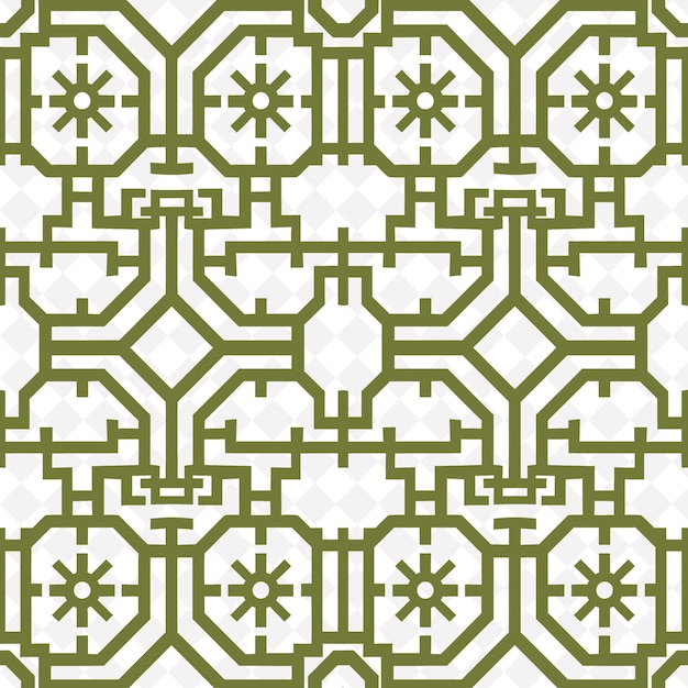un patrón verde y blanco con formas geométricas y puntos