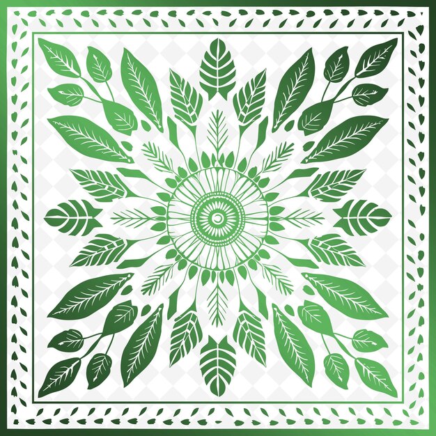 PSD un patrón verde y blanco con hojas y una flor verde