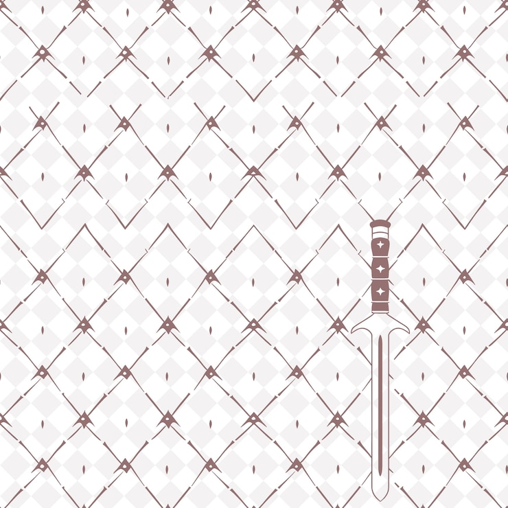 PSD patrón de zigzag de herringbone con icono de espada y líneas discontinuas abstracto diseño vectorial de patrones naturales