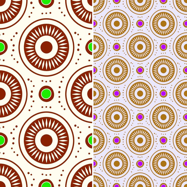 PSD patrones de cerámica pueblo con siluetas circulares diseños abstractos tradicionales de png intrincados