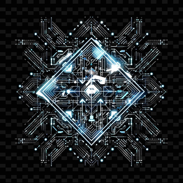 Patrones de circuitos brillantes de una entidad de IA avanzada con neón PNG Diseños artísticos creativos de línea de neón