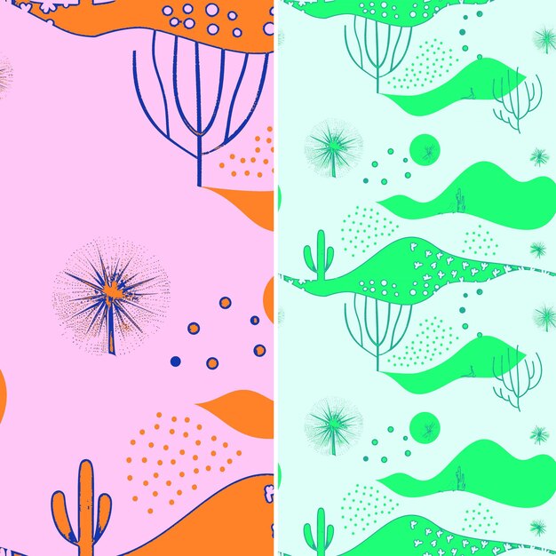 Patrones de dunas de arena con lagarto de cactus y silhoueta de dólar de arena Diseños abstractos tradicionales de PNG