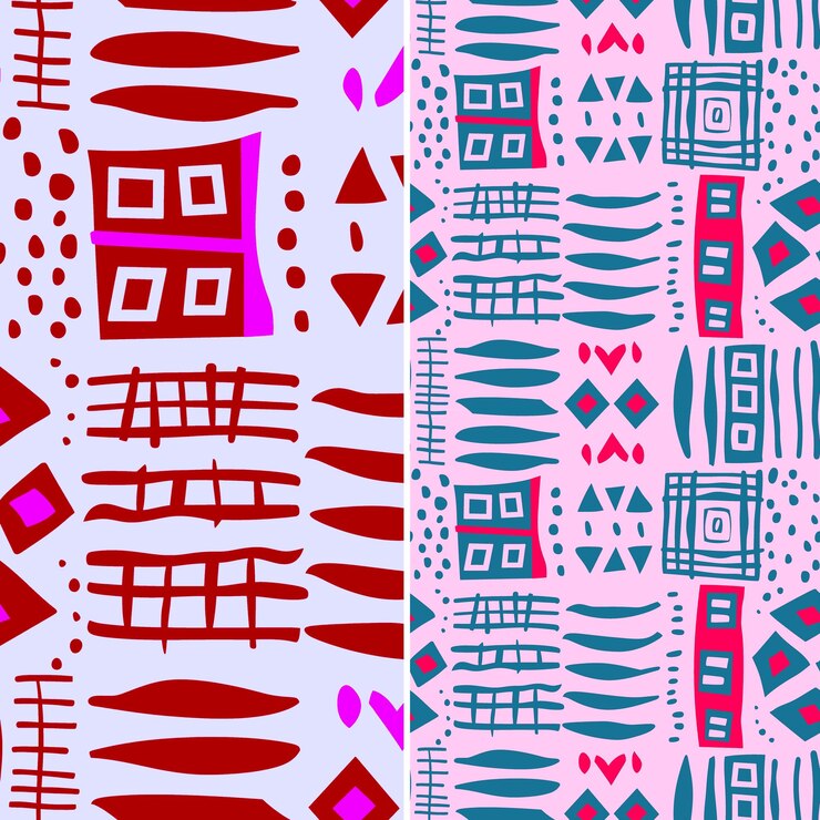 PSD patrones de himba de namibia con formas geométricas líneas y curvas diseños abstractos tradicionales de png