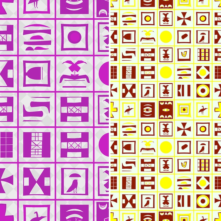PSD patrones jeroglíficos egipcios con líneas horizontales y vector geométrico abstracto creativo fr