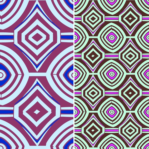 Patrones de Kuba congoleños con formas geométricas Líneas y curvas Diseños abstractos tradicionales de PNG