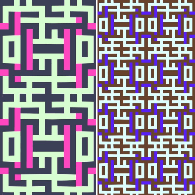 Patrones de Kuba congoleños con formas geométricas Líneas y curvas Diseños abstractos tradicionales de PNG